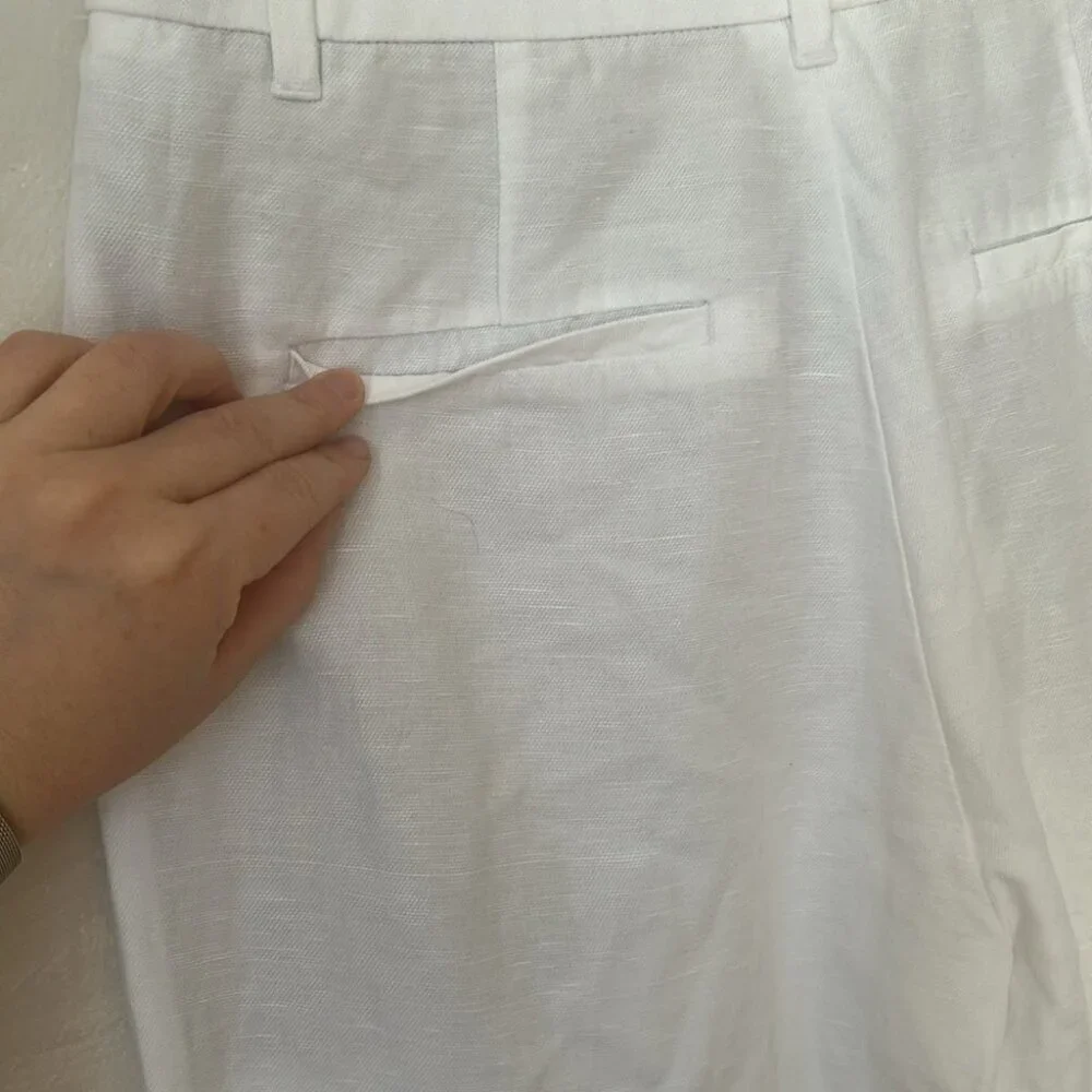 Aritzia White High-Waist Wide-Leg Linen Pants